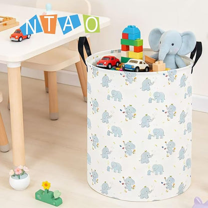 NTAOHAMPER Joyful Baby Elephant Laundry Hamper,Laundry Basket,Baby Nursery Hamper,Waterproof Storage Bin,Clothes Organizer Basket,Room Decor(Joyful Baby Elephant）
