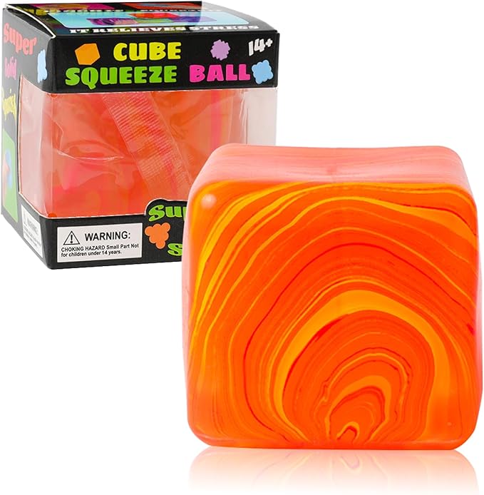 Stress Balls, Squishy Stress Cube for Kids Adults, Squishy Slow Rising Fidget Cube Sensory Toys for Anxiety Stress Relief, High Density Ice Squeeze Ball Cubes for Adults Kids. (Orange)