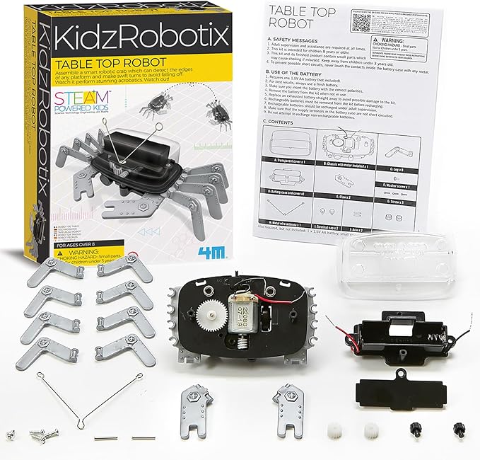 4M 5576 Table Top Robot - DIY Robotics Stem Toys, Engineering Edge Detector Gift for Kids & Teens, Boys & Girls (Packaging May Vary)