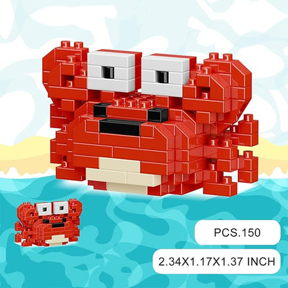 Marine Animals Building Blocks Sets Mini Building Blocks Ocean Animal Sea Creatures Building Blocks Set Mini Building Blocks Toys STEM Gifts for Kids Adult(Crab)