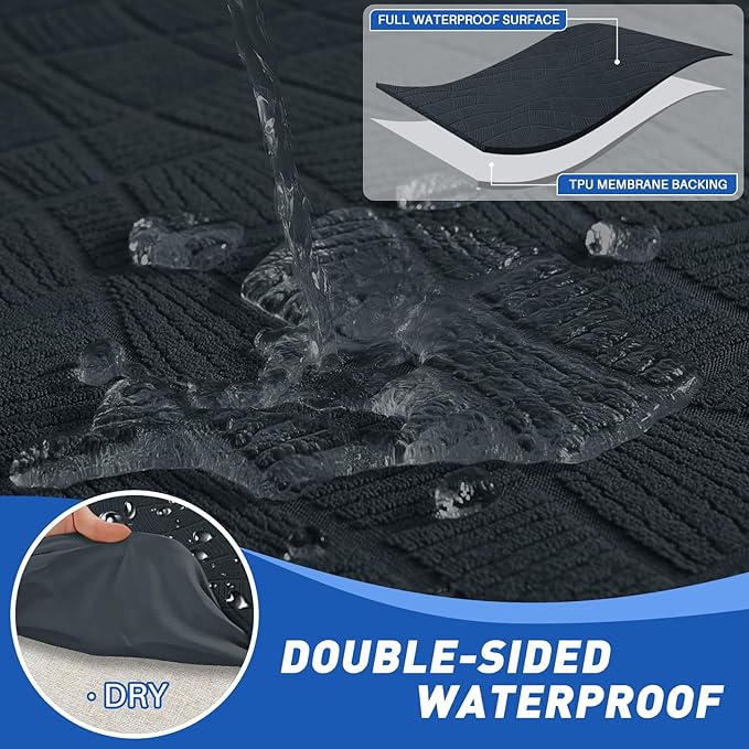 MAXIJIN Waterproof Recliner Couch Cover 5 Pieces Recliner Sofa Covers 3 Seater, Reclining Couch Furniture Protector with Elastic Straps & Pockets for Pet, Kids (Sofa Recliner, Dark Gray)