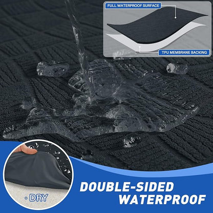 MAXIJIN Waterproof Recliner Couch Cover 5 Pieces Recliner Sofa Covers 3 Seater, Reclining Couch Furniture Protector with Elastic Straps & Pockets for Pet, Kids (Sofa Recliner, Dark Gray)