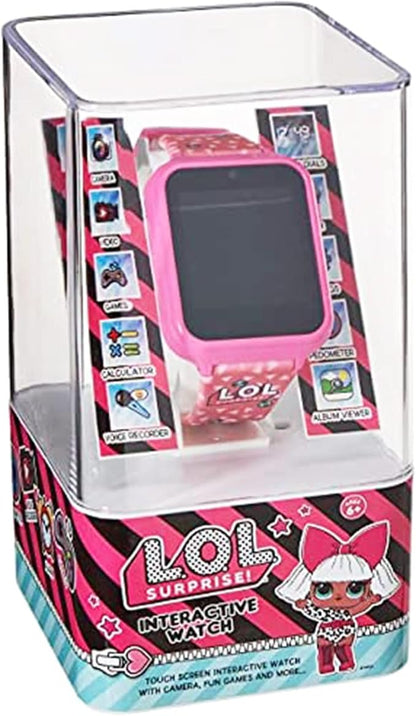 LOL Surprise Touchscreen Exclusive Pink Smartwatch for Kids – Engaging Educational Games, Step Counter, Camera, Alarm & More – Fun & Interactive Timepiece (LOL4264AZ)