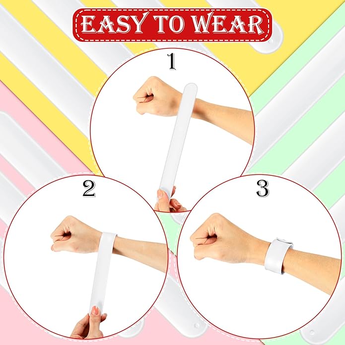 12 Pcs Silicone Slap Bracelets DIY Slap Bands Party Favors Bulk Blank Soft Wristband Wrist Snap Band for Craft Project DIY Painting Birthday Party Halloween Christmas