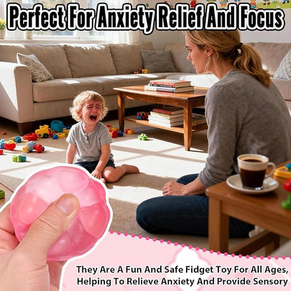 Ice Cube Squishy Fidget Toy, Standard Size 1.96 in Stress Ball for Adults and Kids, Puffwize Soft Textured Sensory Toy with Irregular Shape for Anxiety Relief and Improving Focus(Pink)