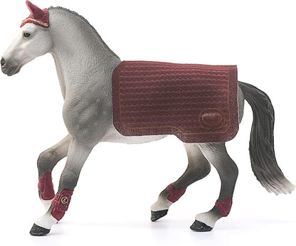 Schleich Horse Club Trakehner Mare Riding Tournament Horse Toy Figurine - Authentic Mare Horse Toy with Removable Blanket for Boys and Girls Imagination and Play, Gift for Kids Ages 5+