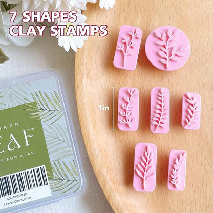 KEOKER Leaves Clay Stamps - 7 Shapes Clay Cutters for Polymer Clay Jewelry Making, Work with Polymer Clay Cutter, Leaves Polymer Clay Cutters for Earrings, Polymer Clay Stamps and Molds