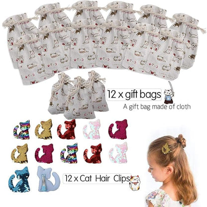 foci cozi 84 Pack Meow Cat Party Favors Supplies-Cat Necklaces,Bracelets, Keychains, Hair Clips, Tattoos,Brooch, Gift Bags Kids Girls Goodie Bags Birthday Party Supplies