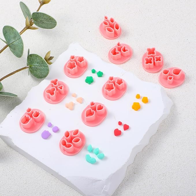 10 PCS Flower Polymer Clay Cutters, 10 Shapes Mini Polymer Clay Cutters Floral Leaf Butterfly Clays Earrings Cutter for Earrings Jewelry Making DIY Crafts