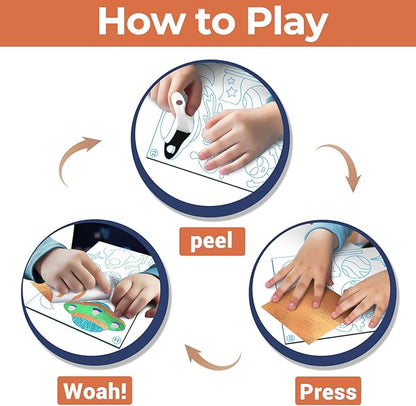 SOOVSY 200 Sheets Space Vehicles Foil Art Fun Kit for Kids, Foil Art for Kids, No Mess Art Crafts Kit DIY Creative Activity Birthday Gift Children Travel Toys for 4 5 6 7 8 9 Years Old Girls Boys