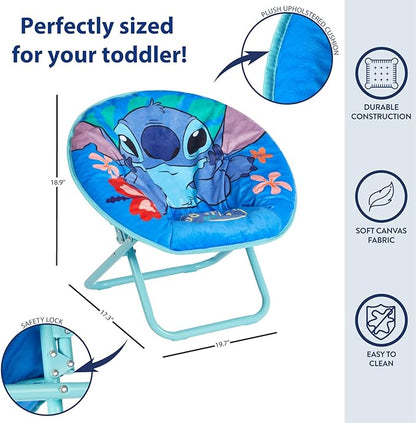 Idea Nuova Disney Stitch 19” Frame Folding Toddler Saucer™ Chair with Cushion, Ages 3+