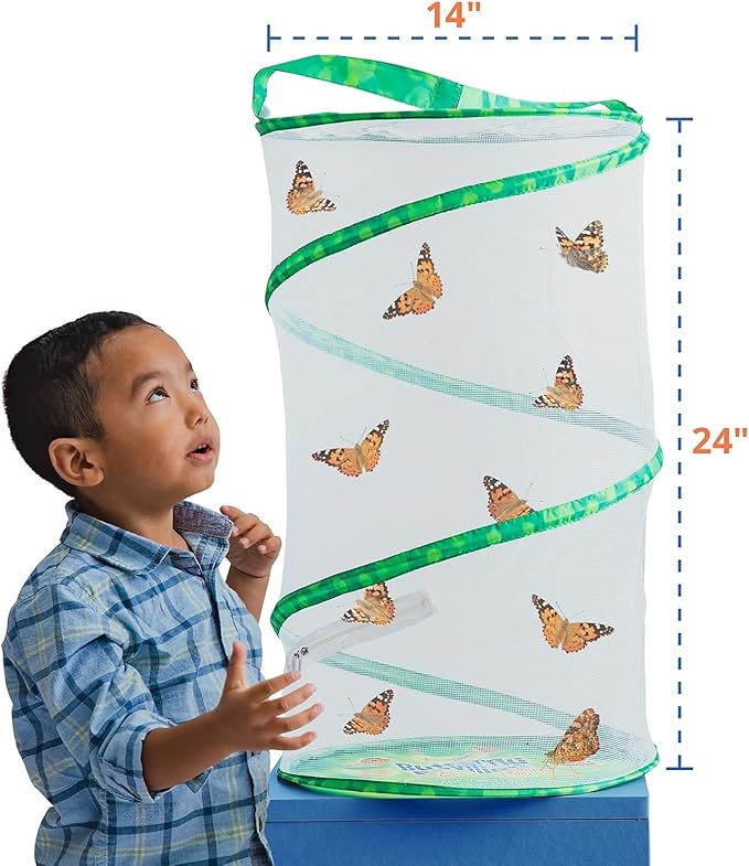 Insect Lore Butterfly Garden | Pavilion 24" with Voucher | 2ft Tall Habitat & STEM Journal | Redeem Voucher for 5 Live Baby Caterpillars | Painted Lady Butterfly Growing Kit