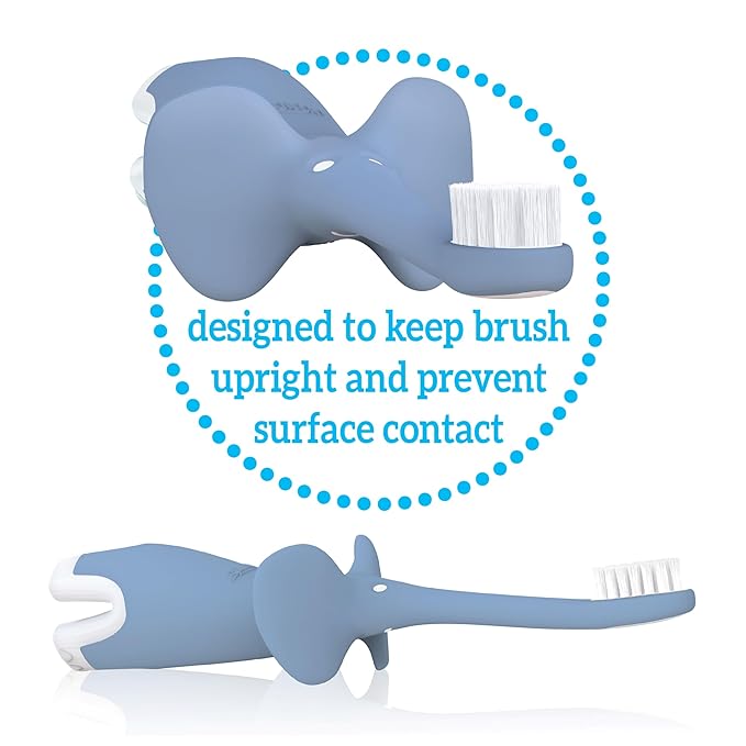 Dr. Brown's Infant-to-Toddler Training Toothbrush, Soft for Baby's First Teeth, Blue Elephant, 0-3 Years