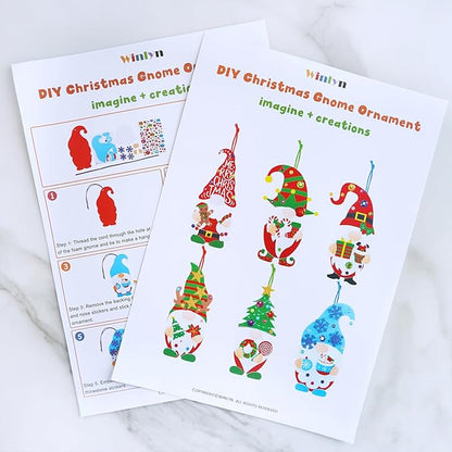 Winlyn 24 Sets Christmas Craft Kits Winter Crafts DIY Christmas Gnome Ornaments Decorations Art Sets Gnome Christmas Foam Stickers for Kids Holiday Seasonal Home Classroom Activities Party Favors