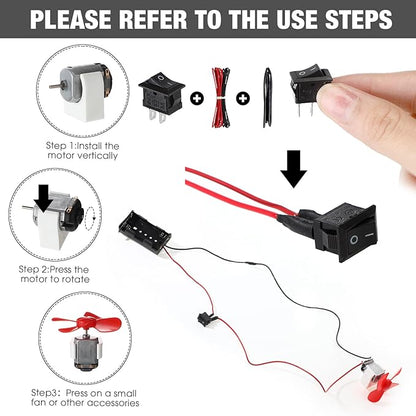 12 Set 135 Pcs DC Motors Kit, Tiny Motor Kit 1.5-3V 15000RPM, Shaft Propeller for DIY Science Project, 2 x AA Battery Holder, Suitable for Kids Experiment Enlightenment DIY Science Projects
