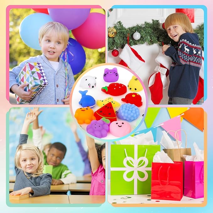Hooqict 20Pcs Squishy Toys Stress Balls for Kids Kawaii Squishies Squishy Fidget Sensory Toys for Boys Girls Classroom Prizes, Goodie Bag Stuffers, Easter Basket, Christmas Stocking Stuffers