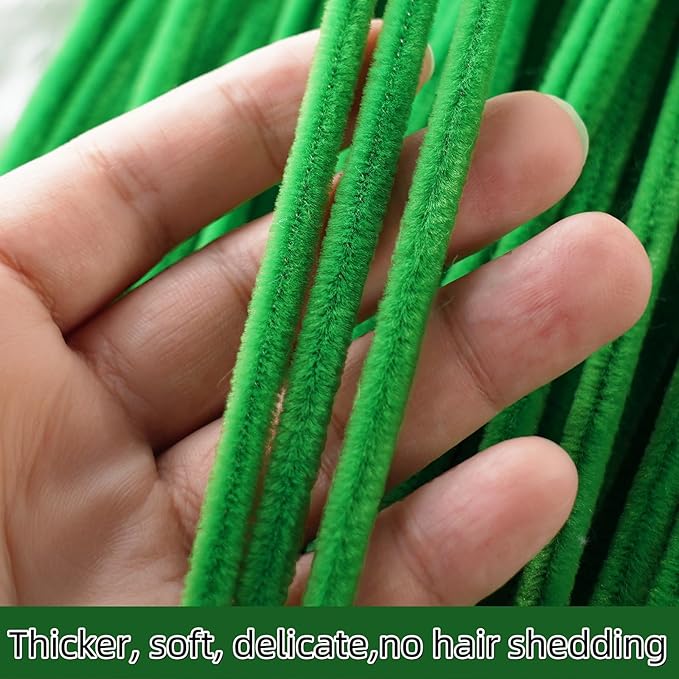 Qirimoi Green Pipe Cleaners Craft Pipe Cleaners Bulk Pipecleaners Crafts Supplies，200Pcs Green