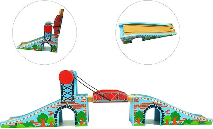 Z MAYABBO Wooden Train Tracks Accessories Wood Train Lifting Bridge for Railroad Tracks fits for All Railway Tracks