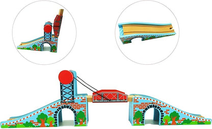Z MAYABBO Wooden Train Tracks Accessories Wood Train Lifting Bridge for Railroad Tracks fits for All Railway Tracks