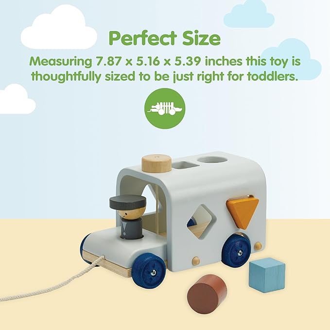 PlanToys® Sorting Bus Wooden Toy for Kids Ages 3+ | Montessori Shape & Colour Learning Activity for Sorting, Coordination & Fine Motor Skills | Eco-Friendly Educational Playset