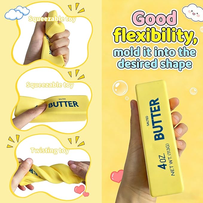 2 Pcs Slow Rising Dumpling Squishy Butter Squeeze Toys Pack Sensory Stress Relief Squishies Soft & Stretchy Fidget Toys for Anxiety Relief Party Favors Dumpling Squishy Butter (2pcs)