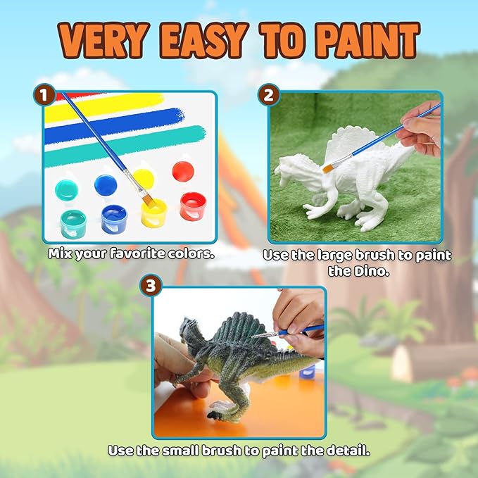 FUNZBO Dinosaur Toys for Kids 3-5, Painting Kits for Kids Ages 4-8 with Art Supplies, Arts and Crafts for Kids, Painting Set Toys for 6 7 8 9 10 11 12 Years Old Toddlers Boys Christmas Birthday Gifts