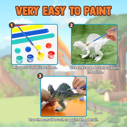 FUNZBO Dinosaur Toys for Kids 3-5, Painting Kits for Kids Ages 4-8 with Art Supplies, Arts and Crafts for Kids, Painting Set Toys for 6 7 8 9 10 11 12 Years Old Toddlers Boys Christmas Birthday Gifts