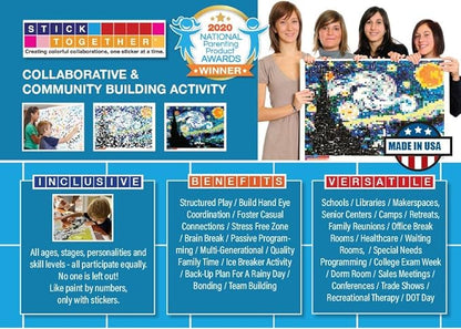 Huge Mosaic Puzzle Poster Kits | Group Project | No Mess Paint by Sticker | Stay at Home Activity | Classroom | One Sticker at a Time! | Large Starry Night | Learning Fun | 40” X 36” Giant Poster