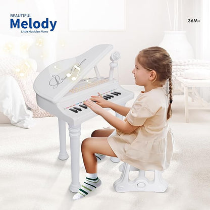 Love&Mini Piano Toy Keyboard 31 Keys for Age 3+ Year Old Girls Boys Birthday Gifts, Kids Keyboard Toy Instruments Piano with Microphone and Stool