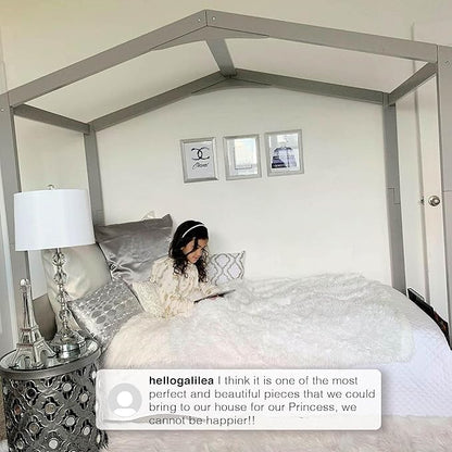 Delta Children Poppy House Wood Twin Bed, Platform Bed - No Box Spring Needed, Bianca White