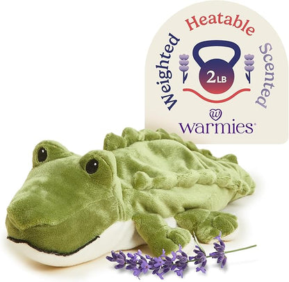 warmies Green Alligator Microwavable, Hot or Cold for Cool Relaxation and Warm Relief, Lavender Scented Cozy Plush Animal