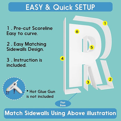 2FT Letter R Mosaic Balloon Frame Letter DIY Fillable Letters Kit for Birthday Party Wedding Backdrop Decor