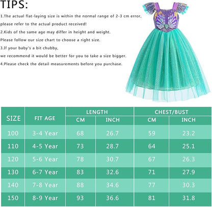 Foierp Mermaid Costume for Girls Little Princess Mermaid Dress up for Kids with Accessory Party Christmas Halloween Outfit
