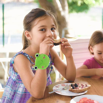 Abaodam Animal Slap Bracelet Coin Purse Frog Slap Bracelet Plush Stuffed Animal Hugger Snap Wristband Wallet for Kids