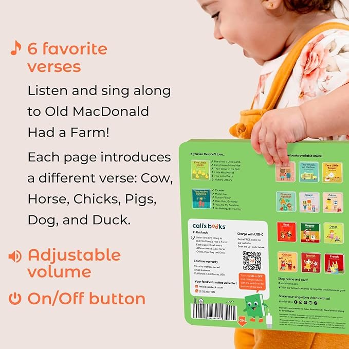 Cali's Books Old MacDonald Had a Farm Music Book for Toddlers 1-3 Years Old - Nursery Rhymes Musical Books, Interactive Baby Sound Book, Singing Toy for Children Girls, Learning Song Toys Toddler Boys