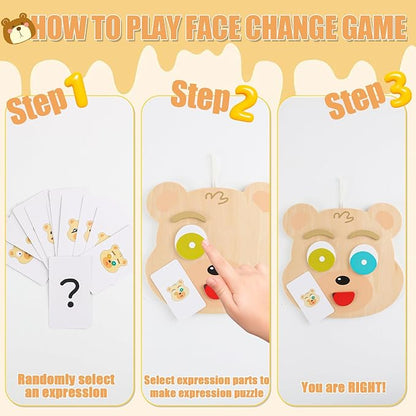Social Emotional Learning Activities, Magnetic Wooden Face Matching Game, Expression Puzzle Building Blocks Montessori STEM Educational Sensory Toy for Boys Girls Gift Brain Exercise