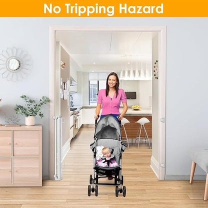 60 Inch Retractable Baby Gates Dog Gates for The House 33’’Tall Baby Gates for Doorways Extend up to 60’’Wide Dog Gate for Stairs Retractable Gate Outdoor Gates for Decks Dog Gate Indoor (Light Gray)