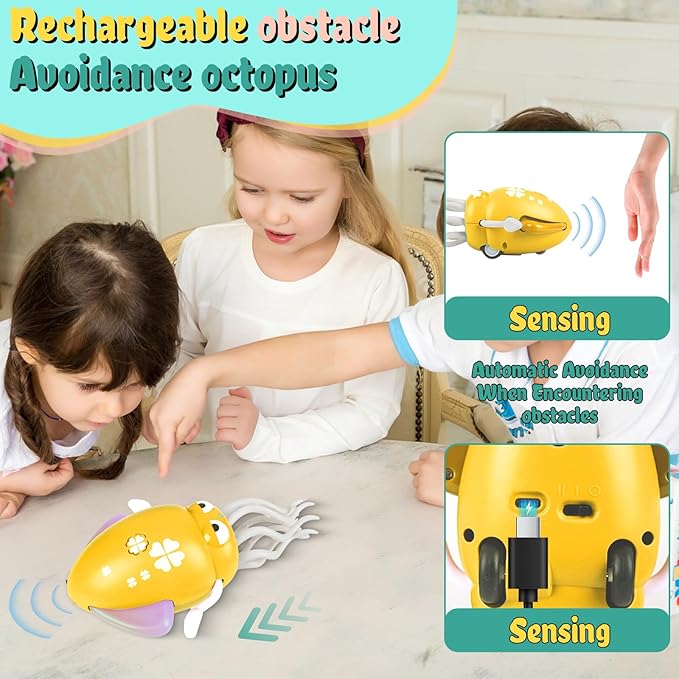 Dancing Octopus Baby Toy, Music & Interactive Sensory Toys for 3 6 9 12 Month & 1 2 3 Year Old Boy Girl, Crawling Dancing Squid Toy for Baby Sensory Toy, Birthday Gift & Christmas Stocking Stuffers