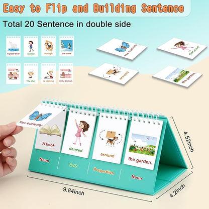 Speech Therapy Toys, Sentence Building for Kids First 1st 2nd 3rd Grade Kindergarten Classroom Must Haves, Phonics Reading Games for Kids Ages 6-8, Double-Sided Flip Stand Homeschool Supplies