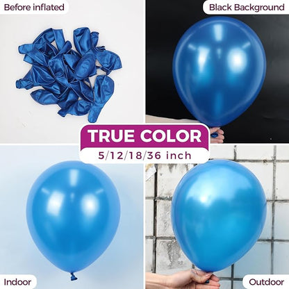 Bezente Pearl Blue Latex Party Balloons - 100 Pack 12 inch Round Helium Pearl Sky Blue Balloons for Graduation Birthday Gender Reveal Wedding Anniversary Under The Sea Theme Party Decorations