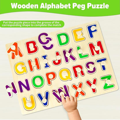 Jumlys Montessori Toys for Toddlers 1, 2, 3 Year Old, Wooden Alphabet Puzzles for Kids 1-3, Early Learning & Educational ABC Puzzle Toys, Perfect Christmas Birthday Gifts for Boys & Girls Age 1-3