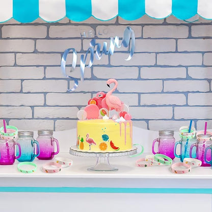 24 Pack Flamingo Wristbands Bracelets, Pineapple Pink Flamingo Silicone Wristband Luau Tropical Hawaiian Party Favors Goody Bag for Boys Girls Flamingo Birthday Summer Hawaiian Party Supplies