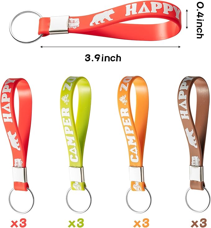 ANGOLIO 84Pcs Spring Camping Party Favors Kit Happy Camper Party Gifts Silicone Bracelets Stickers Keychains Badges for Kids Friends Summer School Camping Adventure Birthday Supplies