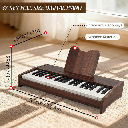 Kids Wooden Piano Keyboard with 37 Keys & Music Stand – Digital Educational Toy for Toddlers Boys Girls, Ages 3+, Ideal Musical Instrument Gift