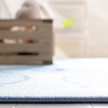 SAFAVIEH Kids Playhouse Collection Area Rug - 5' Round, Blue & Grey, Non-Shedding Machine Washable & Slip Resistant Ideal for High Traffic Areas for Boys & Girls in Playroom, Nursery (KPH217M)