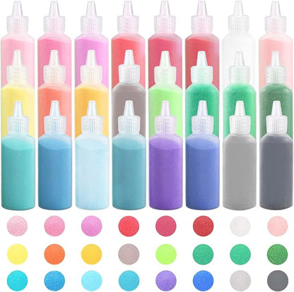 Niurewan 24 PCS Art Sand,1.25oz Bottles,DIY Sand Arts and Crafts Kit,Scenic Sand for Kids,Colored Sand Kit for Wedding Decor,Painting,Crafts