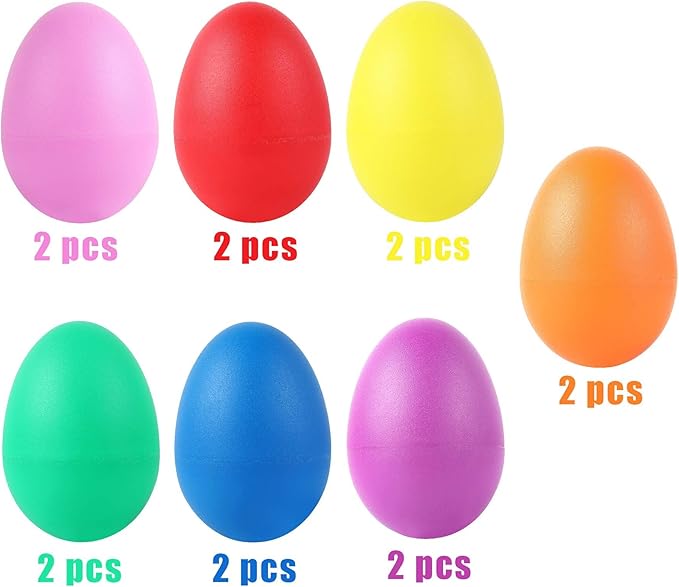 Augshy 14 PCS Egg Shakers Percussion Musical Egg Maracas Easter Egg Kids Toys (Plastic)