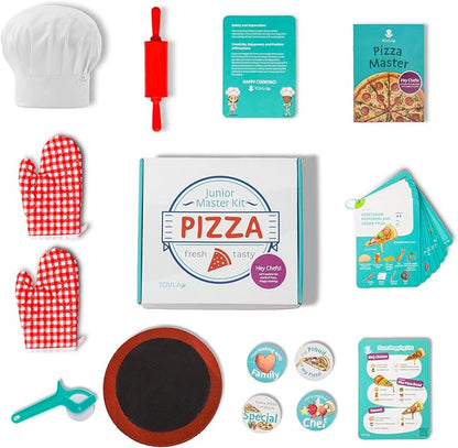 Tovla Jr. Ultimate Real Pizza Cooking Kit for Kids – Fun DIY Baking Set, STEM Activity for Ages 4+, Visual Learning Pizza Tools, Great Gift for Young Chefs