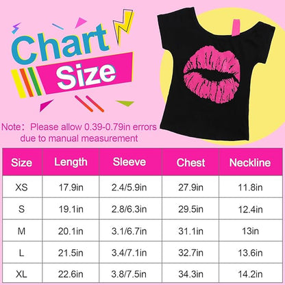 27pcs Kids 80s Outfit Costume Girls 80s Wig Legwarmers Shirt Dress Glasses Earrings Accessories Halloween Party Supplies