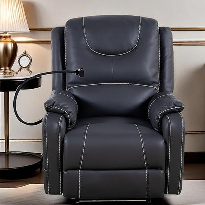 Recliner Chairs for Adults, Power Lift Recliner Chair with Heating and Phone Holder, Zero Gravity Massage Chair with Side Pockets and USB Charge Ports, for Living Room,Black